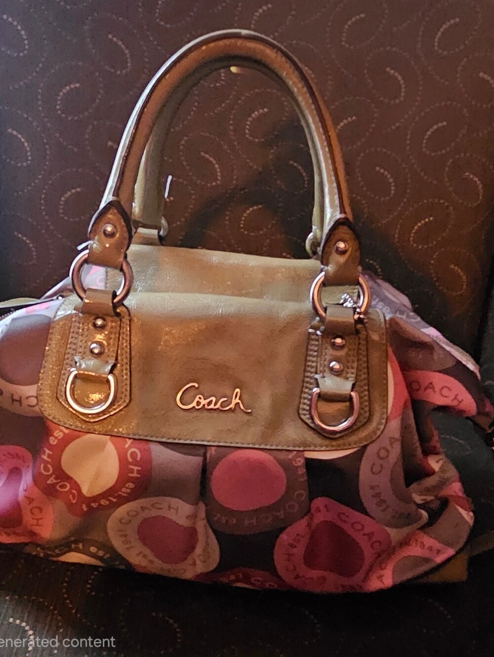 Coach Pink and Gray Signature Satchel Bag - Picture 3 of 12